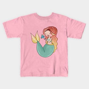 Mermaid with her fish friend Kids T-Shirt